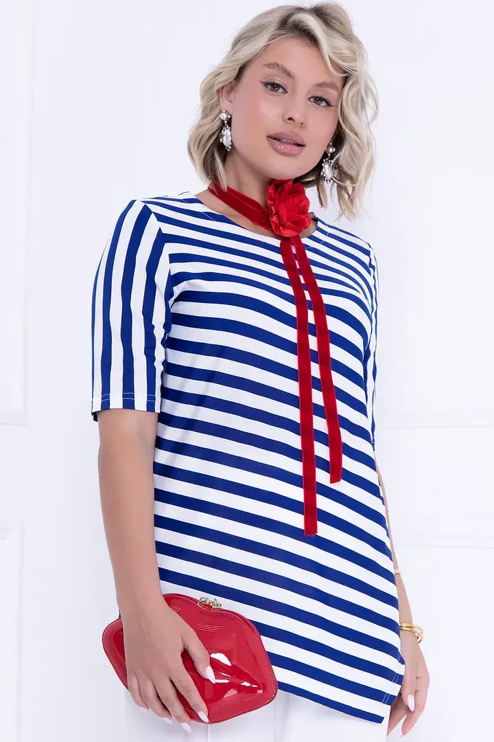 Джемпер BELLOVERA с асимметричным низом трикотажный полосатый BELLOVERA фото 1