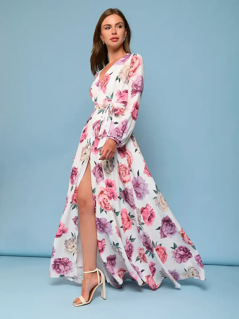 Платье 1001 DRESS с запахом приталенное макси белое 1001 DRESS