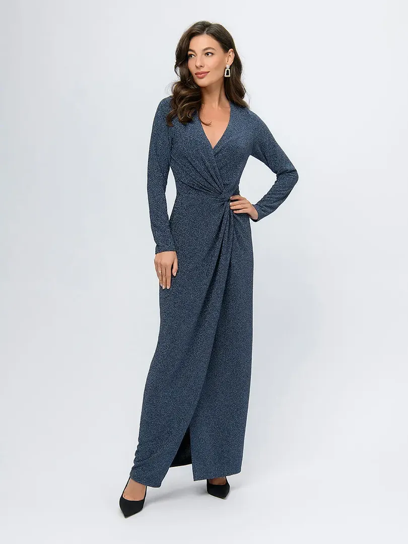 Платье 1001 DRESS вечернее с запахом прилегающее синее 1001 DRESS
