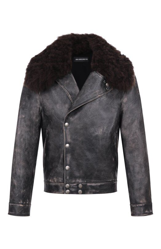 Кожаная куртка с воротником из овчины Ann Demeulemeester