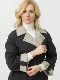 Плащ MARITTA BAT прямой двубортный чёрный MARITTA