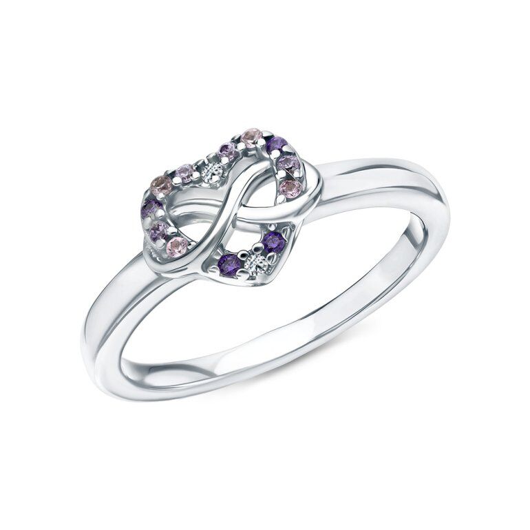 Серебряное кольцо с фианитами и корундом BASTET S42593-K9W-01