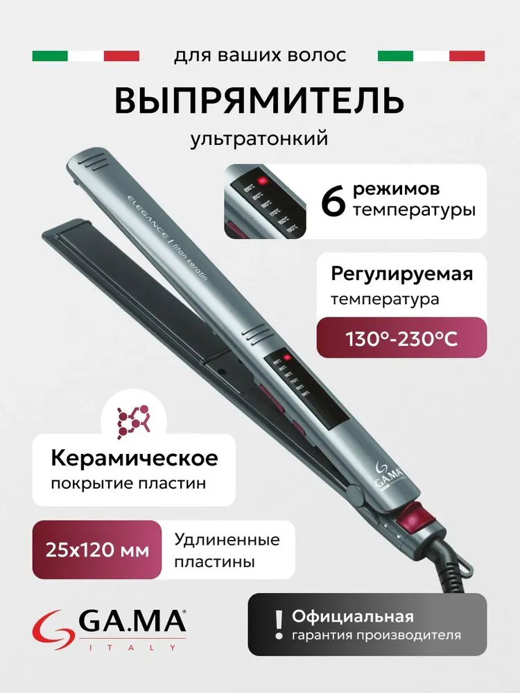 Выпрямитель утюжок для волос GA.MA ELEGANCE LED TITAN KERATIN