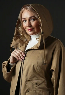 Плащ Dimma Fashion Studio с капюшоном тёмно-бежевый Dimma Fashion Studio