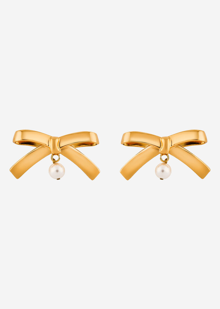 Moschino Серьги с бантами и искусственным жемчугом